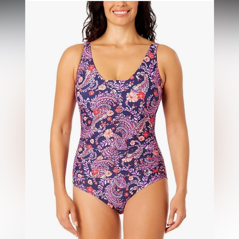 Lands’end Paisley Print One-Piece Swimsuit size S